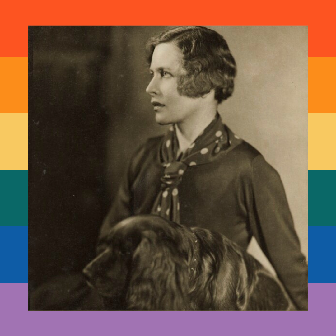 Hilda Matheson image with rainbow background
