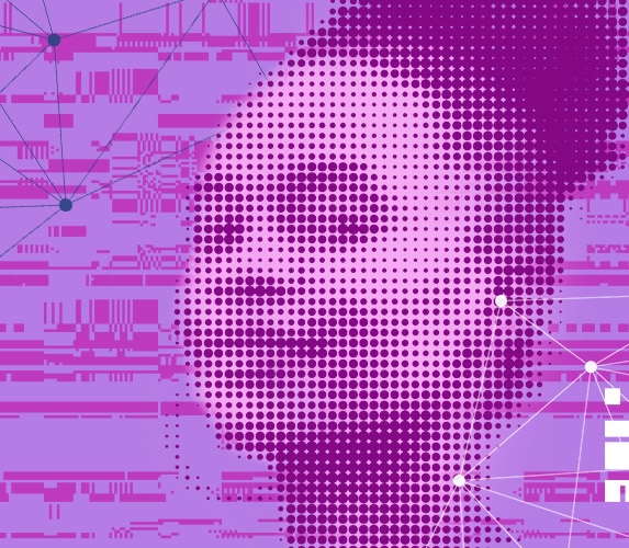 Woman with purple background