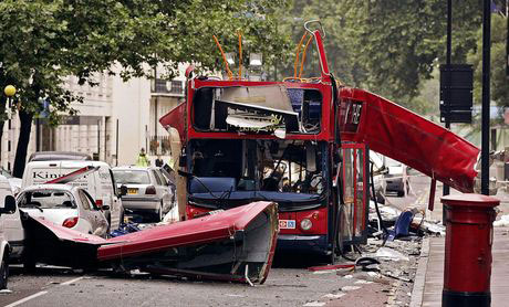 The Tavistock bus wreckage from  7/7